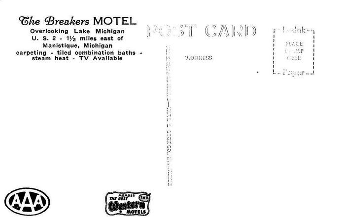 Gray Wolf Lodge (The Breakers Motel) - Old Postcard Photo